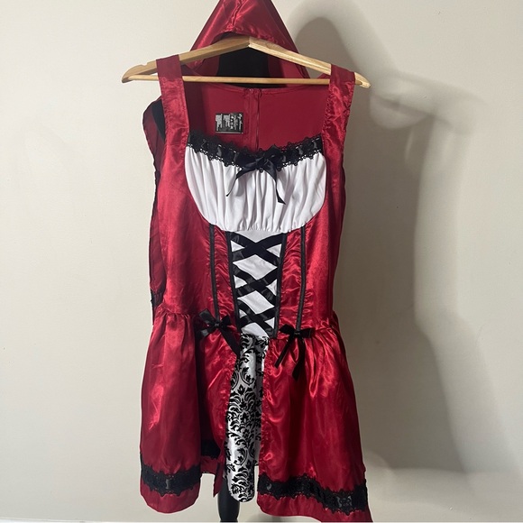 Leg Avenue Sexy Gothic Red Riding Hood Halloween Costume Women's‎ Sz L Cosplay - Picture 14 of 16